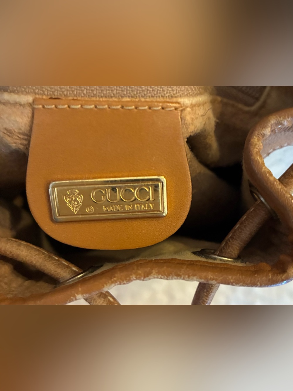 GUCCI Vintage Monogram Beige Brown Mini Bucket Bag - Picture 3 of 5
